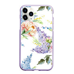 Чехол iPhone 11 Pro матовый Сирень и Пионы, цвет: 3D-светло-сиреневый