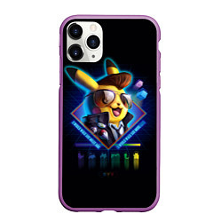 Чехол iPhone 11 Pro матовый Retro Pikachu, цвет: 3D-фиолетовый