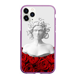 Чехол iPhone 11 Pro матовый Унисекс / Snake roses girl, цвет: 3D-фиолетовый