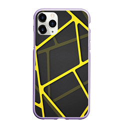 Чехол iPhone 11 Pro матовый Желтая сетка, цвет: 3D-светло-сиреневый