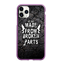 Чехол iPhone 11 Pro матовый Made from broken parts, цвет: 3D-фиолетовый