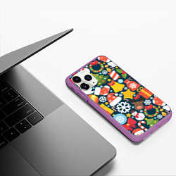Чехол iPhone 11 Pro матовый Новогодний набор, цвет: 3D-фиолетовый — фото 2