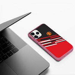 Чехол iPhone 11 Pro матовый Man UTD FC: Sport Line 2018, цвет: 3D-малиновый — фото 2