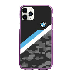 Чехол iPhone 11 Pro матовый BMW: Pixel Military, цвет: 3D-фиолетовый