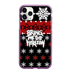 Чехол iPhone 11 Pro матовый Праздничный Bring Me the Horizon, цвет: 3D-фиолетовый