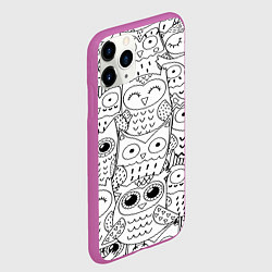 Чехол iPhone 11 Pro матовый Совушки: узор, цвет: 3D-фиолетовый — фото 2