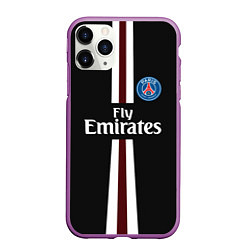 Чехол iPhone 11 Pro матовый PSG FC: Black 2018, цвет: 3D-фиолетовый