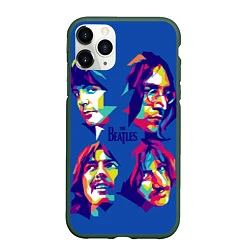Чехол iPhone 11 Pro матовый The Beatles: Faces, цвет: 3D-темно-зеленый