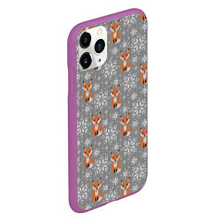 Чехол iPhone 11 Pro матовый Зимние лисицы, цвет: 3D-фиолетовый — фото 2