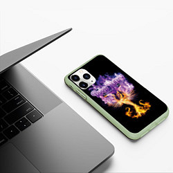 Чехол iPhone 11 Pro матовый Deep Purple: Phoenix Rising, цвет: 3D-салатовый — фото 2