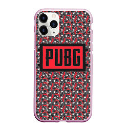 Чехол iPhone 11 Pro матовый PUBG: Red Pattern, цвет: 3D-розовый