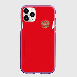 Чехол iPhone 11 Pro матовый Сборная России: ЧМ 2018, цвет: 3D-фиолетовый