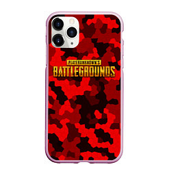 Чехол iPhone 11 Pro матовый PUBG: Red Mozaic, цвет: 3D-розовый