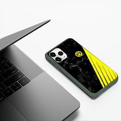 Чехол iPhone 11 Pro матовый FC Borussia Dortmund: Abstract, цвет: 3D-темно-зеленый — фото 2