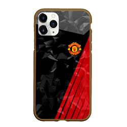 Чехол iPhone 11 Pro матовый FC Manchester United: Abstract, цвет: 3D-коричневый