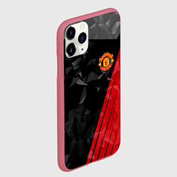 Чехол iPhone 11 Pro матовый FC Manchester United: Abstract, цвет: 3D-малиновый — фото 2
