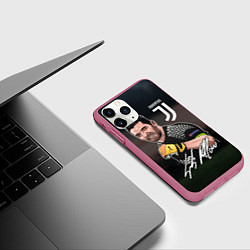 Чехол iPhone 11 Pro матовый Джанлуиджи Буффон, цвет: 3D-малиновый — фото 2