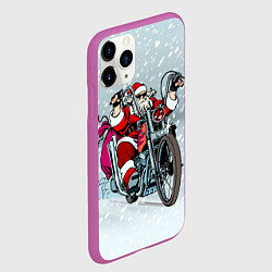 Чехол iPhone 11 Pro матовый Санта Клаус байкер, цвет: 3D-фиолетовый — фото 2