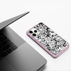 Чехол iPhone 11 Pro матовый Ahegao: Black & White, цвет: 3D-розовый — фото 2