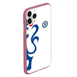 Чехол iPhone 11 Pro матовый FC Chelsea: White Lion, цвет: 3D-малиновый — фото 2