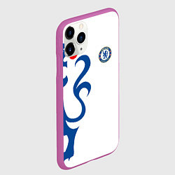 Чехол iPhone 11 Pro матовый FC Chelsea: White Lion, цвет: 3D-фиолетовый — фото 2