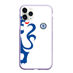 Чехол iPhone 11 Pro матовый FC Chelsea: White Lion, цвет: 3D-светло-сиреневый