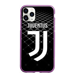 Чехол iPhone 11 Pro матовый FC Juventus: Black Lines, цвет: 3D-фиолетовый