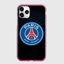 Чехол iPhone 11 Pro матовый FC PSG: Blue Lines, цвет: 3D-малиновый
