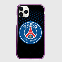 Чехол iPhone 11 Pro матовый FC PSG: Blue Lines, цвет: 3D-фиолетовый