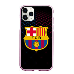 Чехол iPhone 11 Pro матовый FC Barcelona Lines, цвет: 3D-розовый