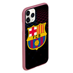 Чехол iPhone 11 Pro матовый FC Barcelona Lines, цвет: 3D-малиновый — фото 2