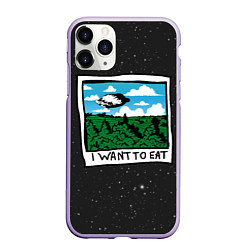 Чехол iPhone 11 Pro матовый I want to eat, цвет: 3D-светло-сиреневый