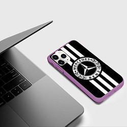 Чехол iPhone 11 Pro матовый Mercedes-Benz Black, цвет: 3D-фиолетовый — фото 2
