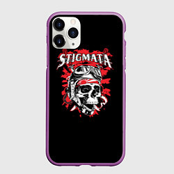 Чехол iPhone 11 Pro матовый Stigmata Skull, цвет: 3D-фиолетовый