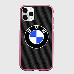 Чехол iPhone 11 Pro матовый BMW CARBON БМВ КАРБОН, цвет: 3D-малиновый