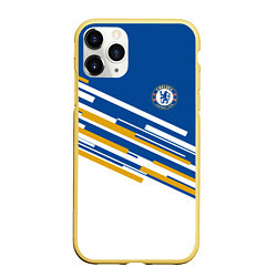 Чехол iPhone 11 Pro матовый FC Chelsea: Colour Line, цвет: 3D-желтый