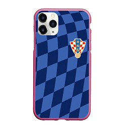 Чехол iPhone 11 Pro матовый Сборная Хорватии, цвет: 3D-малиновый