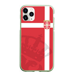 Чехол iPhone 11 Pro матовый Сборная Сербии, цвет: 3D-салатовый