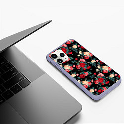 Чехол iPhone 11 Pro матовый Кустовые розы, цвет: 3D-светло-сиреневый — фото 2