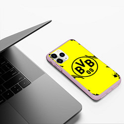 Чехол iPhone 11 Pro матовый FC Borussia Dortmund: Yellow & Black, цвет: 3D-розовый — фото 2