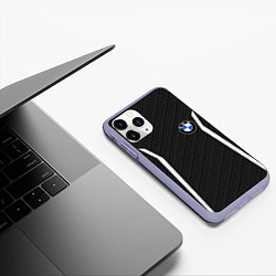 Чехол iPhone 11 Pro матовый BMW CARBON БМВ КАРБОН, цвет: 3D-светло-сиреневый — фото 2