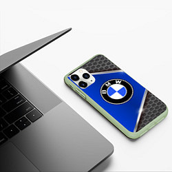 Чехол iPhone 11 Pro матовый BMW: Blue Metallic, цвет: 3D-салатовый — фото 2