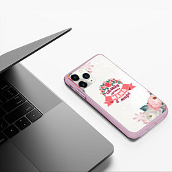 Чехол iPhone 11 Pro матовый Самая лучшая мама в мире, цвет: 3D-розовый — фото 2