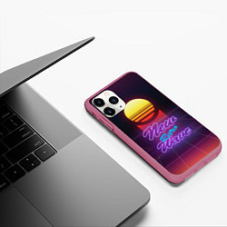 Чехол iPhone 11 Pro матовый New Retro Wave, цвет: 3D-малиновый — фото 2