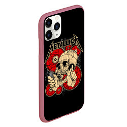 Чехол iPhone 11 Pro матовый Metallica Skull, цвет: 3D-малиновый — фото 2