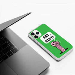 Чехол iPhone 11 Pro матовый Eat Dirt, цвет: 3D-белый — фото 2