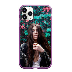 Чехол iPhone 11 Pro матовый Dua Lipa: Floral, цвет: 3D-фиолетовый