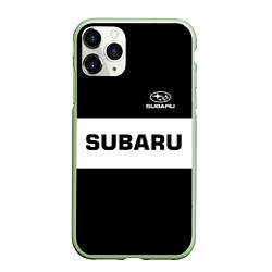 Чехол iPhone 11 Pro матовый Subaru: Black Sport, цвет: 3D-салатовый
