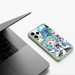 Чехол iPhone 11 Pro матовый Hatsune Miku, цвет: 3D-салатовый — фото 2