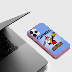 Чехол iPhone 11 Pro матовый Cuphead Dab, цвет: 3D-малиновый — фото 2